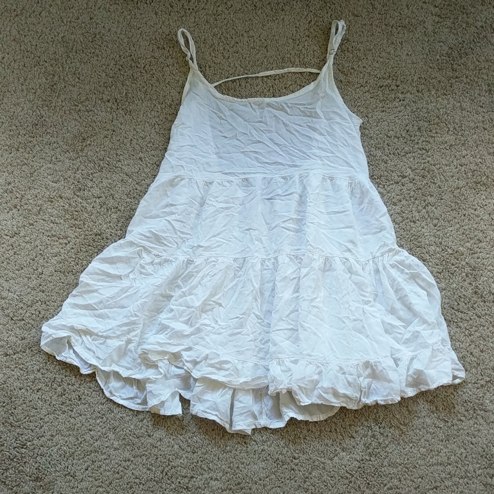 Brandy Melville Adjustable White Ruffle Dress S